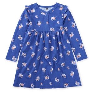 Tea Collection Royal Blue Floral Long-Sleeve Dress